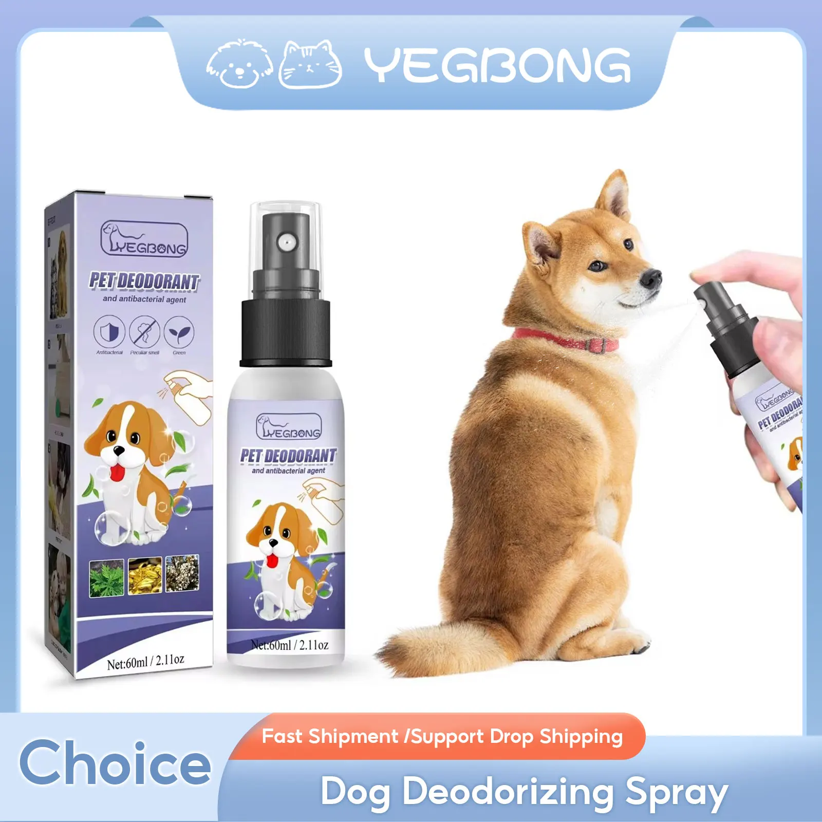 Dog Deodorizing Spray Natural Fresh Scent Cat Body Smell Removal Mouth Odor Clean Eliminating Urine Smell Pet Deodorant Liquid