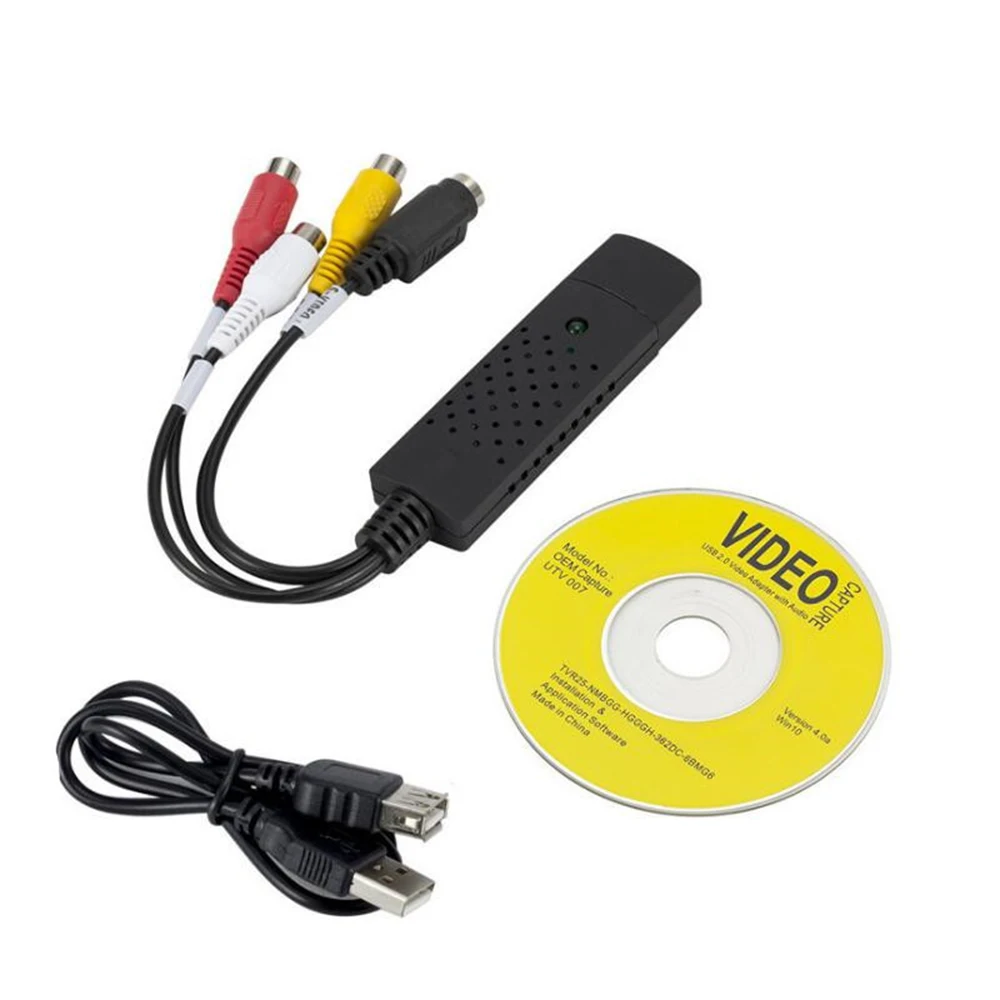 USB2.0 Audio Video Capture Card TV Tuner VHS To DVD Video Capture Converter For Win7/8/XP/Vista with USB Cable