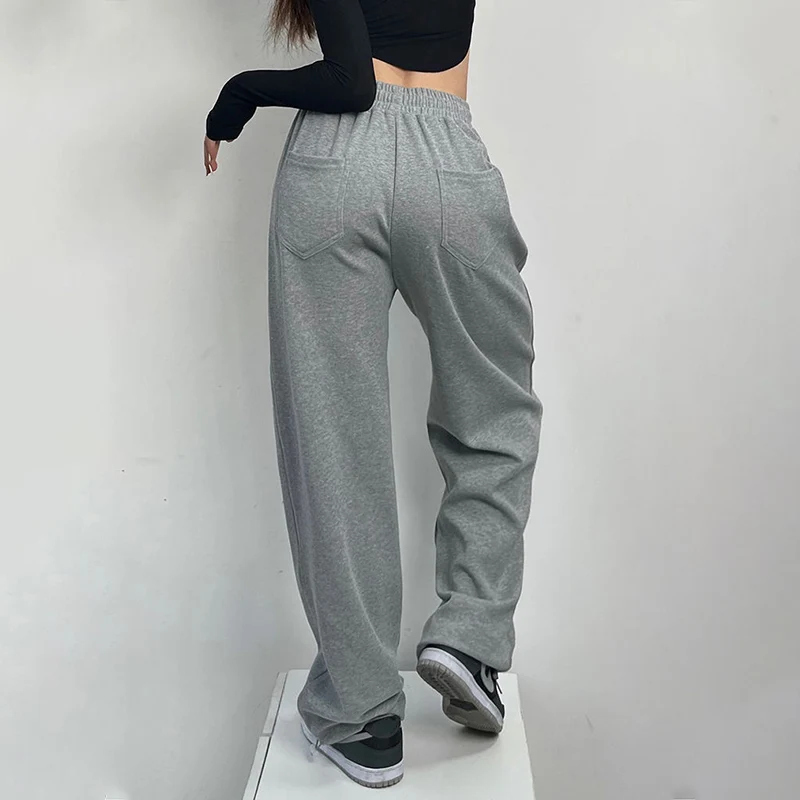 White Baggy Sweatpants Women Hippie Y2K Korean Style Jogger Sports Pants High Waist Harajuku Oversize Straight Wide Leg Trousers