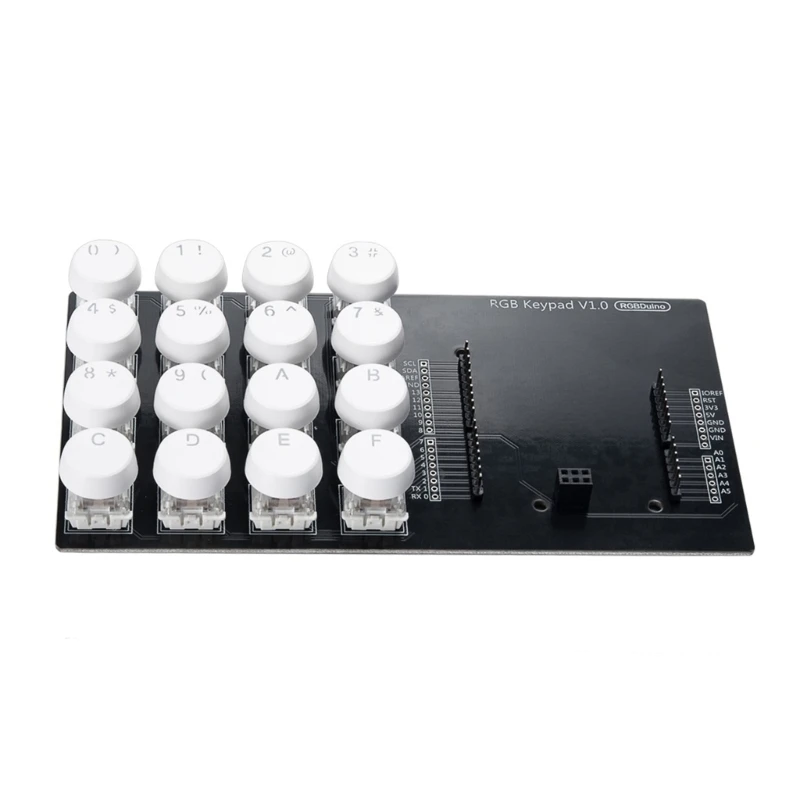 

RGBDuino RGB Keypad V1.0 4x4 keypad DC5V with RGB Backlight White Round Keycaps for Duino Boards