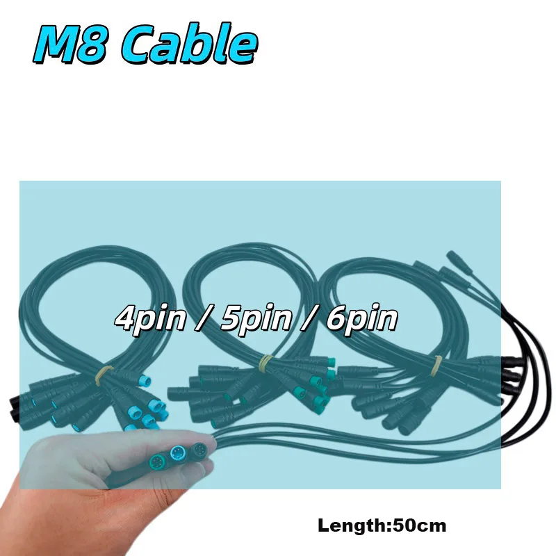 0.5m M8 Cable Extension 4 5 6 Pin Connector cable Female to Male Plug Ebike Brake Display Throttle DIY Electric Bicycle N6