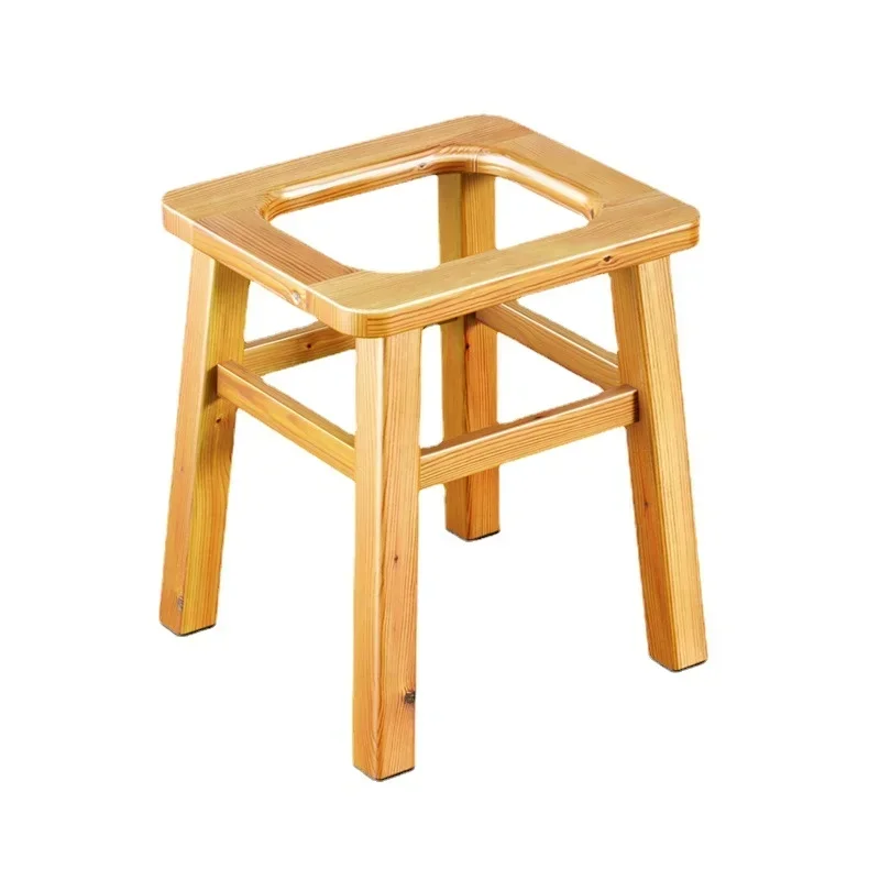 Solid Wood Toilet Chair For The Elderly Pregnant Women Elderly Mobile Bath Bench Home Toilet Stool Anti-slip Back Shower