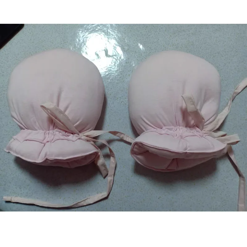 Adult Pink Pure Cotton Gloves ABDL Filled Cotton Soft Fluffy Cozy Lace Up Fixed Wrap Mittens Warm Breathable DDLG Accessories