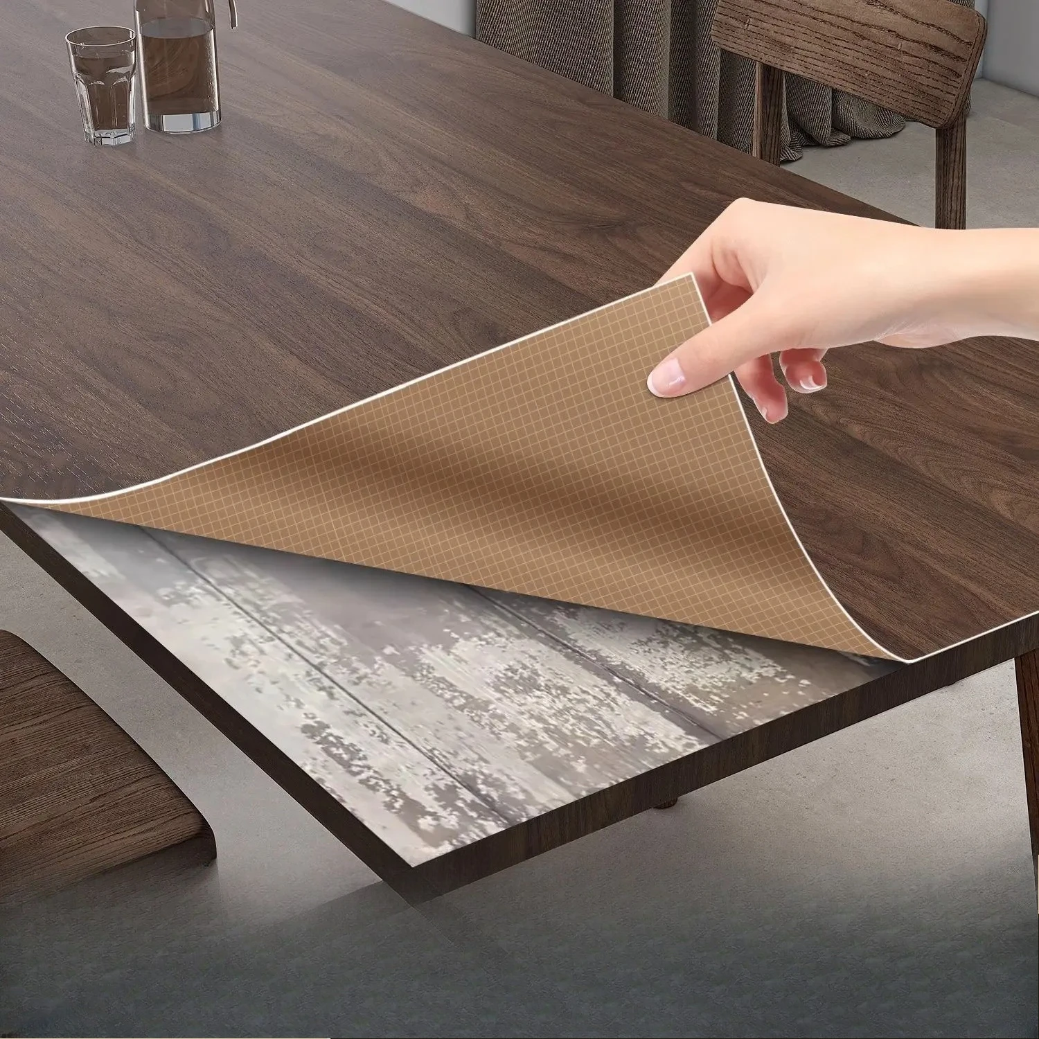 Home Renovation Film Self-adhesive Desktop Thickened Wood Grain Sticker Extra Thick Waterproof and Moisture-proof Wallpaper