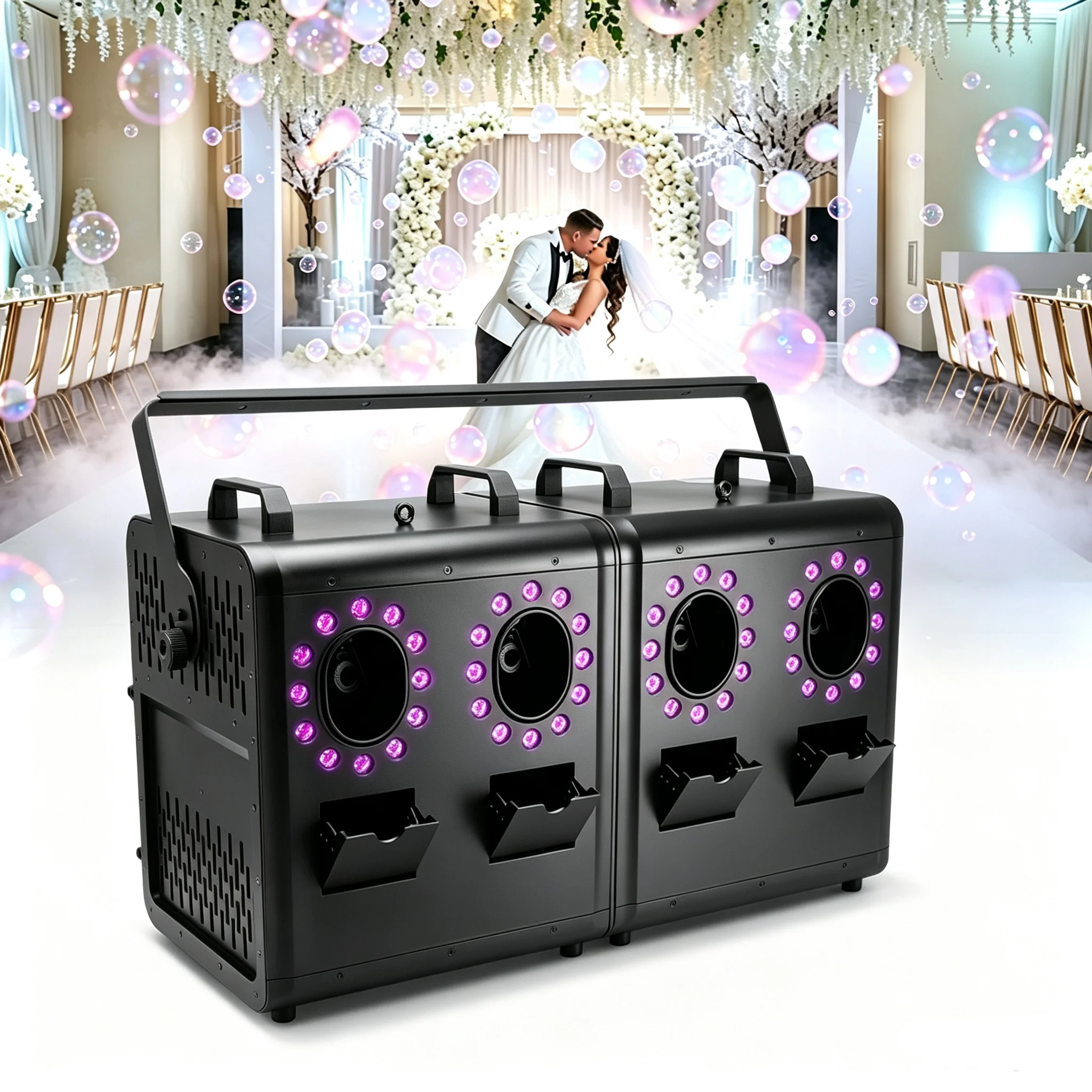 2026 Smoke Bubble Machine LED Fast Smoke Large Continuous Bubbles Fog Bubble Maker For Wedding Party Bar Nightclub Outdoor Event