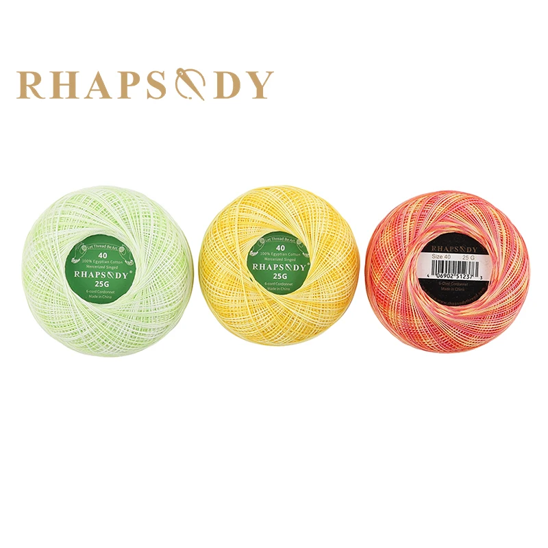 Rhapsody Premium Cotton Crochet Thread Size 40 for Tatting Needlepoint Knitting Bobbin Lace Quilting Sewing Mercerized