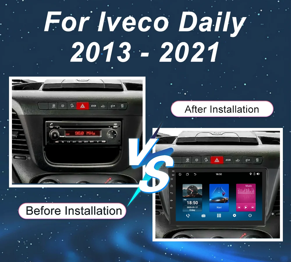 Android 15 Carplay Auto WIFI+4G For Iveco Daily 2013 -2021 Car Radio Stereo Multimedia Video Player Navigation GPS Touch Screen