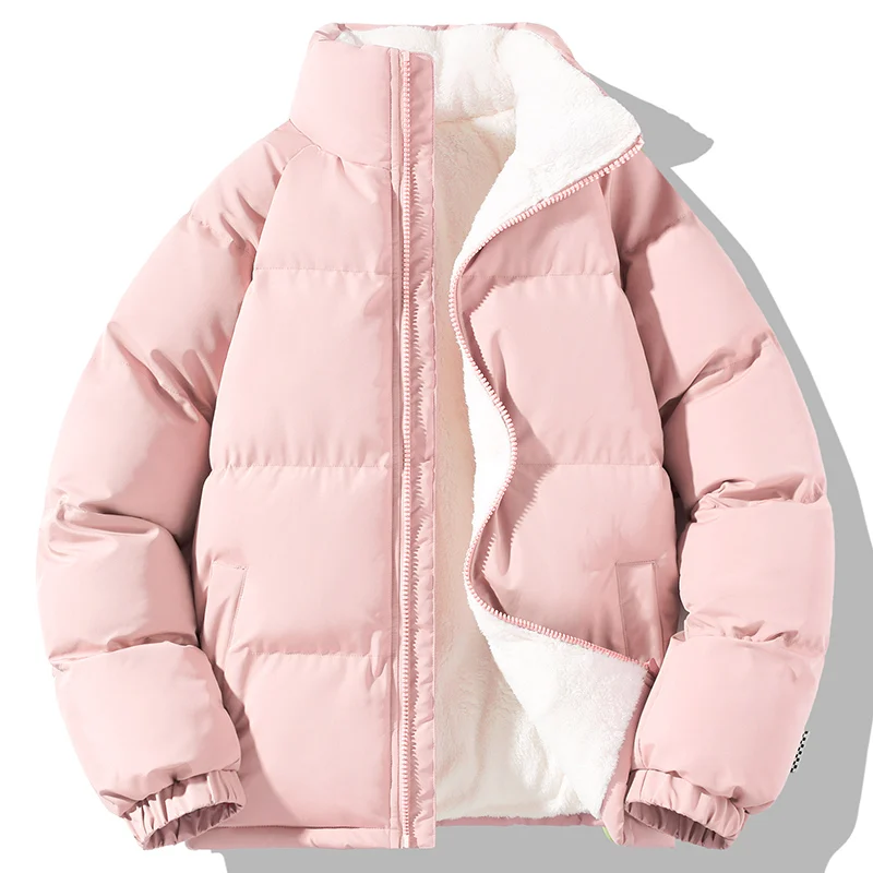 남성용 홍콩 & 일본 스타일 셰르파 안감 재킷 - 트렌디한 방풍 두꺼운 방한 코튼 코트