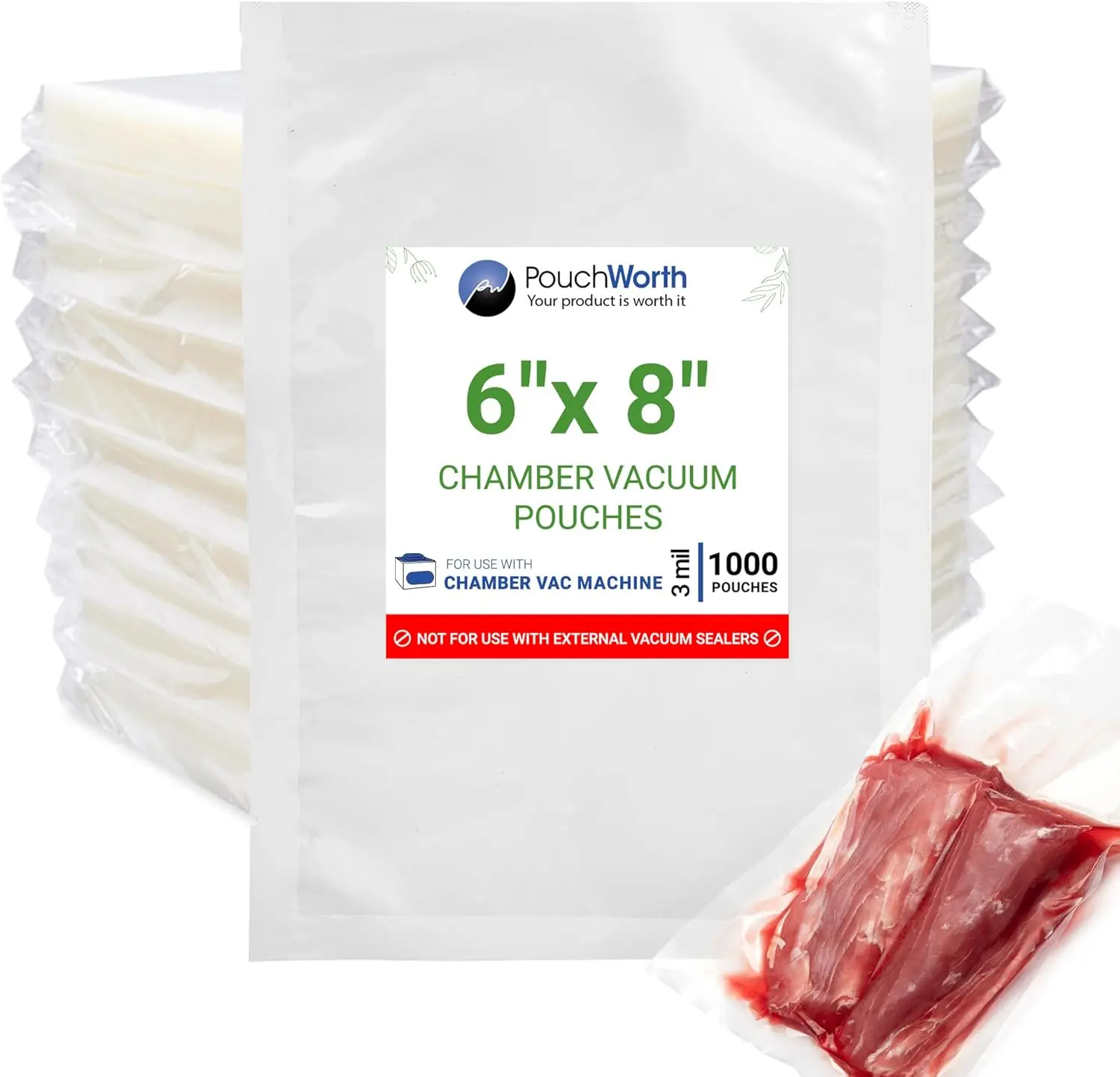 

1,000 pcs Clear 6" x 8", 3 mil Vacuum Chamber Bags Great for Food Vac Storage