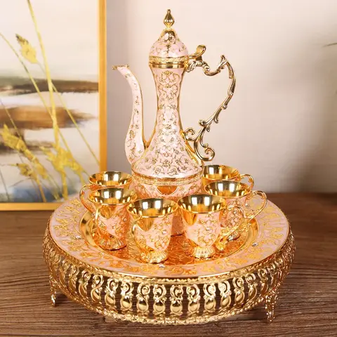 Ancient court tinware crafts retro wine jug wine glass Russian European wine set gift box  division