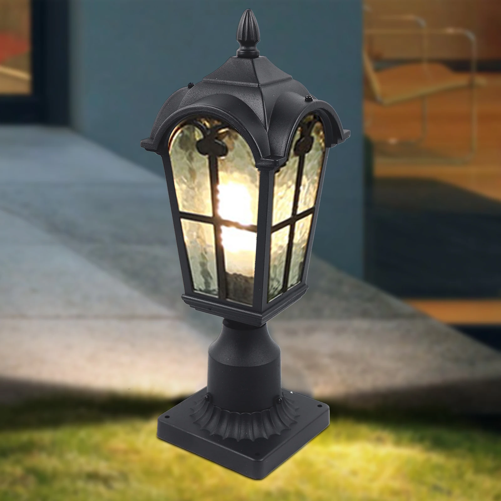 

Pillar Light LED Outdoor Path Lamp Fence Yard Lighting Fixture Garden Decor Lawn Lantern Vintage Post Light Black