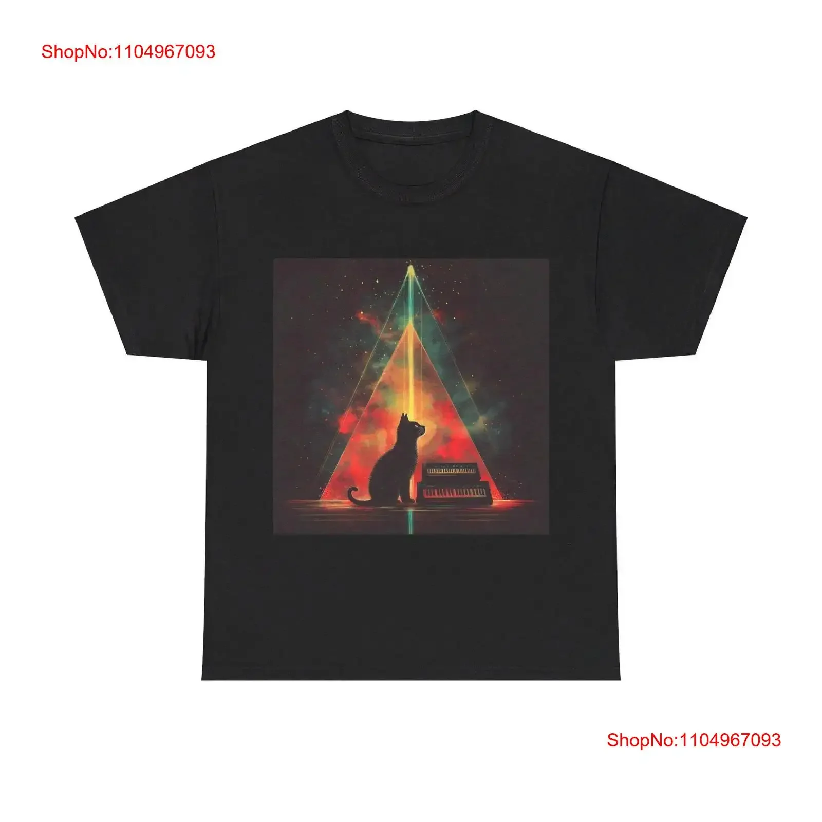 Cosmic Synth Cat T Shirt Abstract Neon Feline and Synthesizer Unique Space Inspired Apparel for Music Lovers vintage Washed