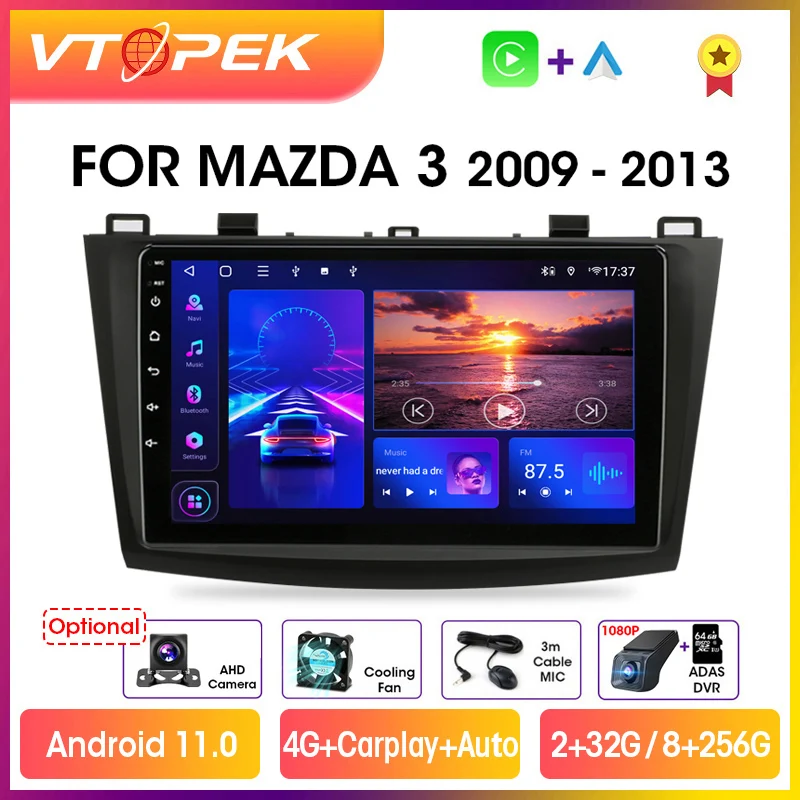 

Vtopek 9" 4G Carplay DSP 2din Android 11 Car Radio Multimedia Player GPS Navigaion For Mazda 3 2009-2013 Head Unit Support BOSE