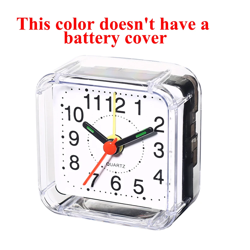 1PC Square Small Alarm Clock Acrylic Frame Quartz Movement Accurate Time Bedside Desk Clock for Bedroom Wake Up Student Clock