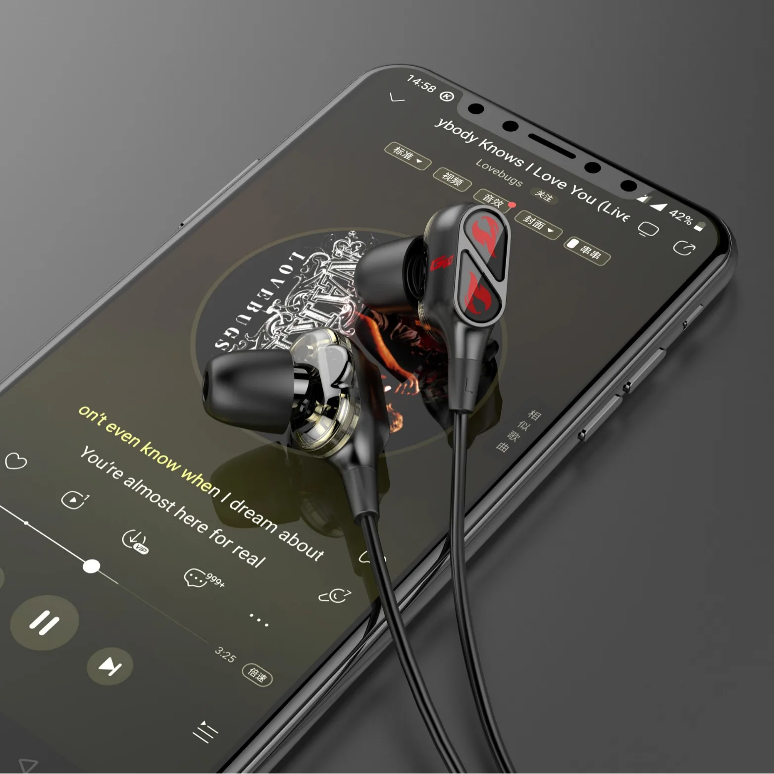 

Headphones quad-core dual dynamic game headphones quad-core dual dynamic wired neutral mobile phone headphones headphones with c