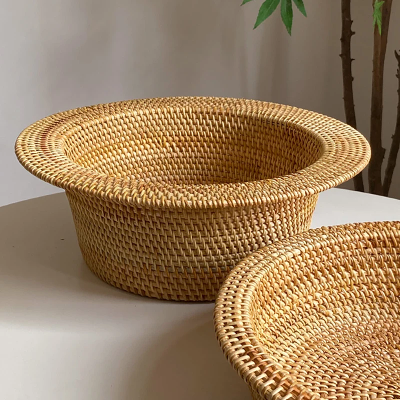 

Storage Basket Hand-woven Rattan Wicker Basket Desktop Organizing Box Various Item Arrangement Nesting Basket Household Supplies