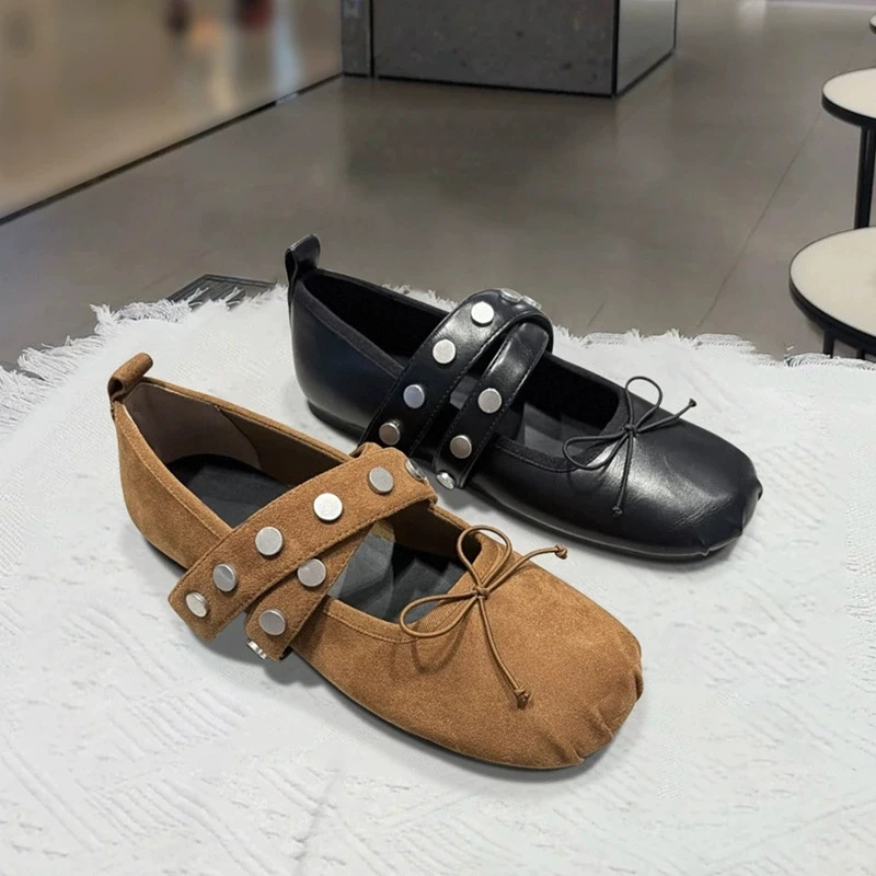 chaussures-plissees-pour-femmes-coutures-apparentes-talons-plats-ballerines-basses-rivets-chaussures-a-bride-avant-clous