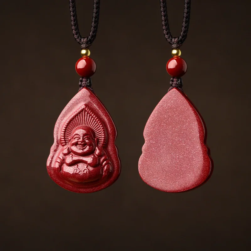 Purple Gold Sand Maitreya Buddha Pendant Buddha Big Belly Buddha Female Portable Smiling Buddha Necklace