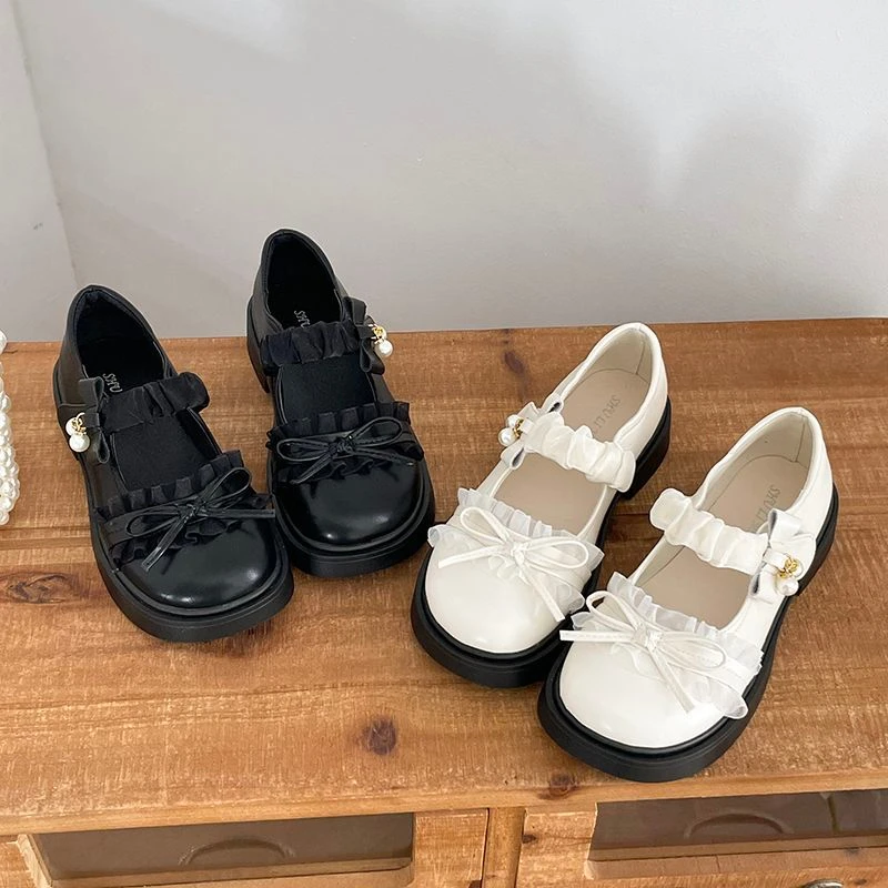 Neue Mary Janes Loafers mit klobigem Absatz, süße Schleifen-Schuhe für Damen, lässige Schuhe im Preppy College JK-Stil für Mädchen – Detail 5