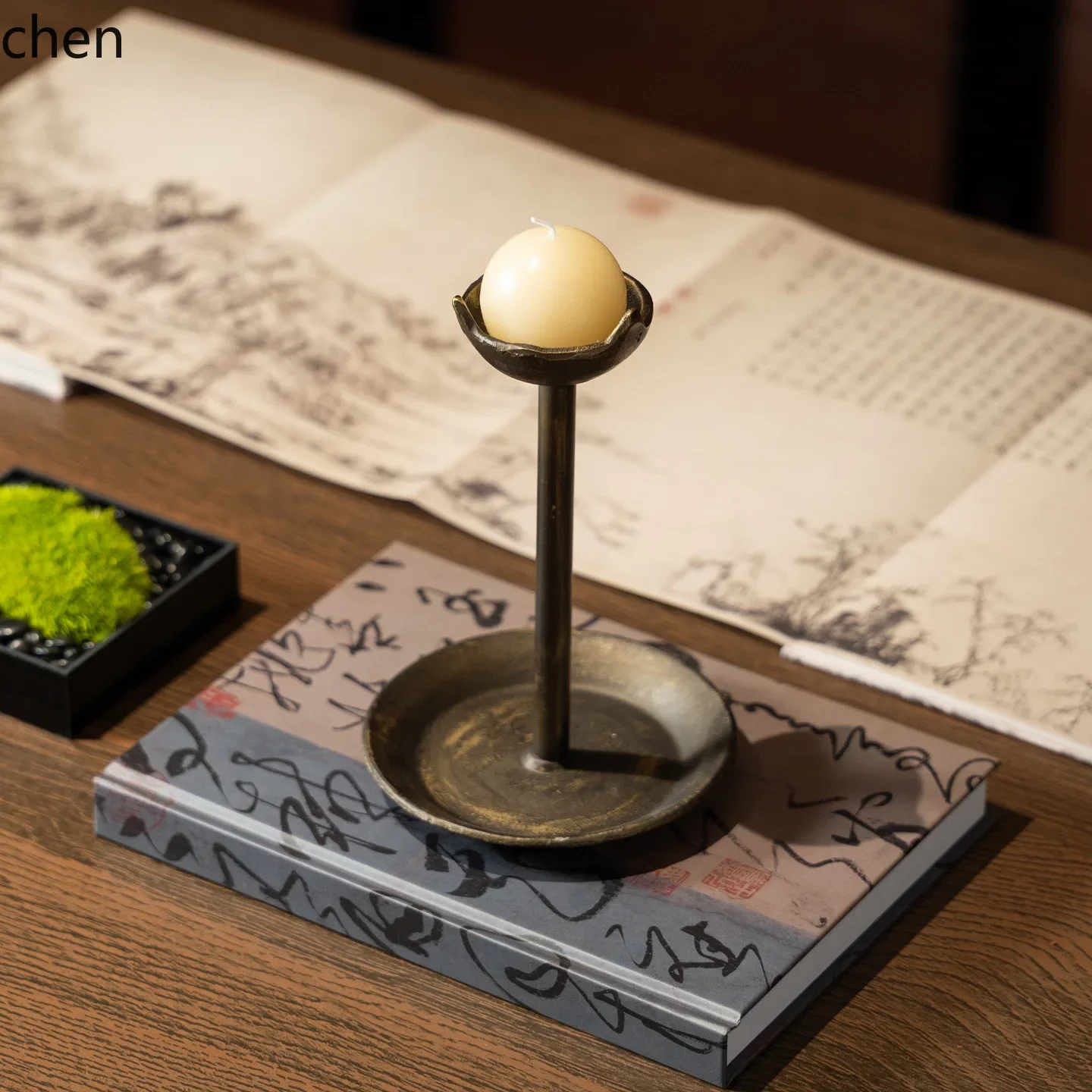 DSA Chinese Retro Old Money Style Metal Candle Holder Nostalgic Hotel Homestay Inn Tea House Decoration Tea Room