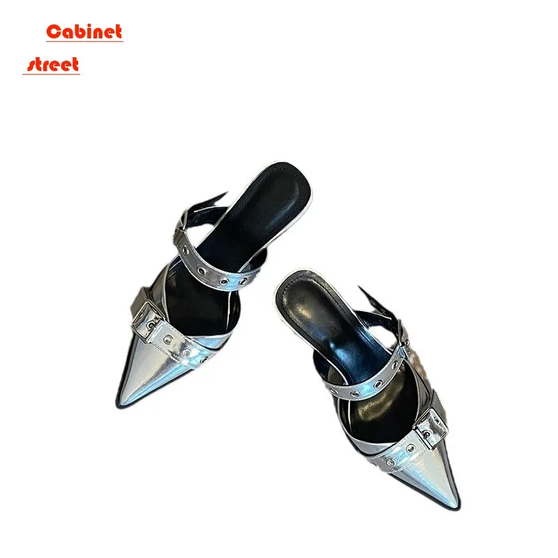 

Summer Pointed Belt Buckle Thin Heel Belt Buckle Single Shoes Women Europe and America Baotou Back Empty High-heeled Sandals