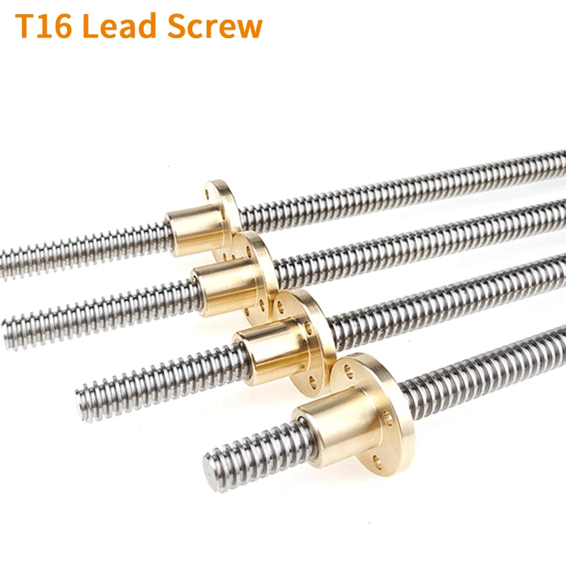 T16 Lead Screw 100mm 150 200 250 300 350 400  500 600mm lead 2/3/4/8mm screw large lead trapezoidal screw 3D printer screw stepp