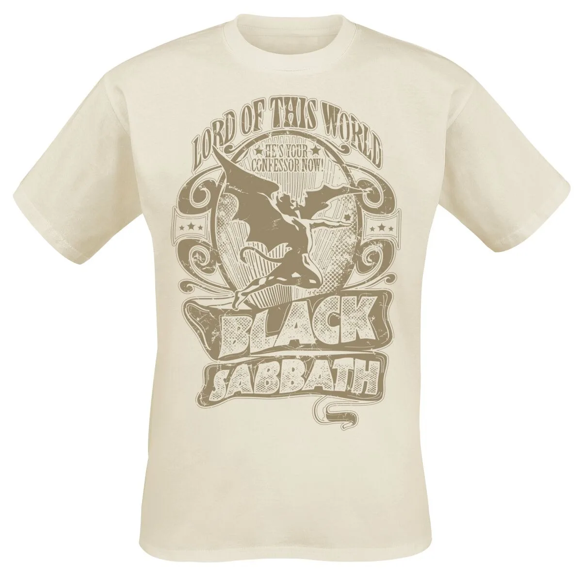 Black Sabbath Lord of This World Demon Logo Print T Shirt, 100% Cotton Casual Neutral Tee, Heavy Metal Streetwear