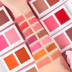 Blush Palette Custom Logo Pressed Powder Cream Blusher 2in1 Makeup Long Lasting Red Cheeks Cosmetics Wholesale Bulk 30pcs/lot