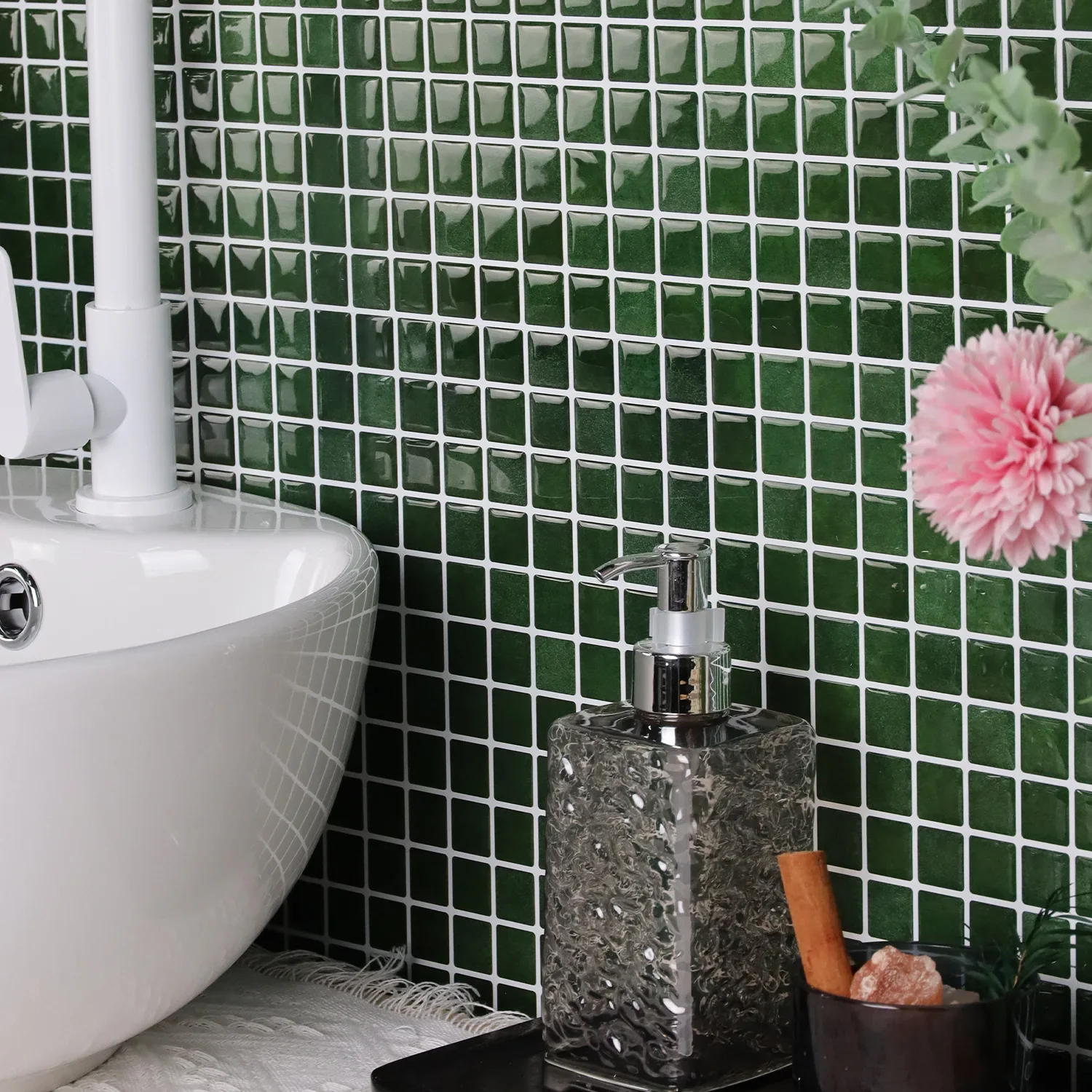 3d Mosaic Vinyl Tiles Marble Textured Surface Wallpaper, 10/20 sheets Brick Wall Stickers For Bathroom Home Wall Rnovation Ghana