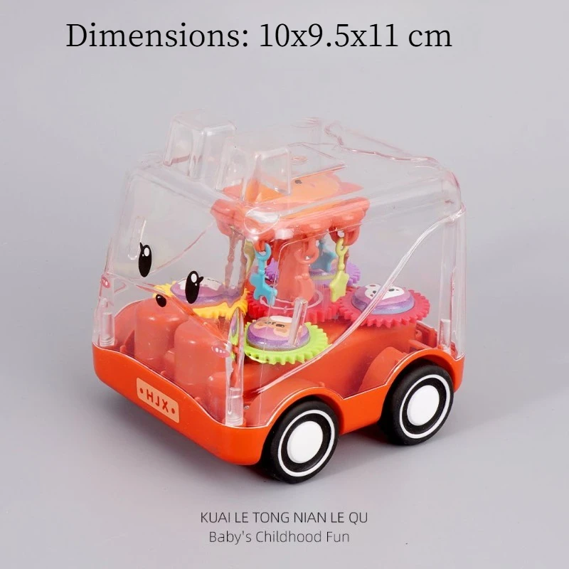

The transparent gear police toy with a child colliding and the boy and girl going to toy car educate the baby toy