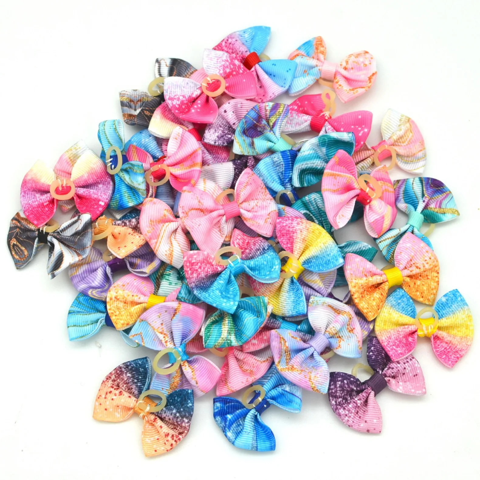 10 PCS Dog Grooming Hair Bows Dog Bows Mix Colours Small Dog Accessories Dog Hair Rubber Bands Pet Headwear Pet Supplier