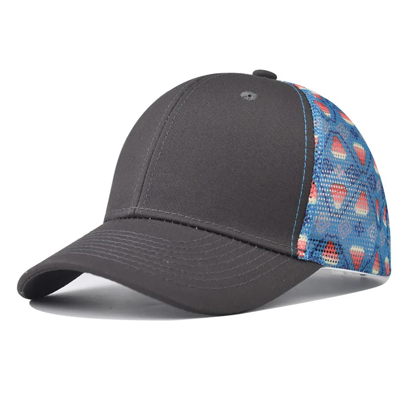 New Custom Logo Gradual Change Color Printing Mesh Baseball Cap Men and Women Outdoor Breathable Adjustable Truck Driver Hat