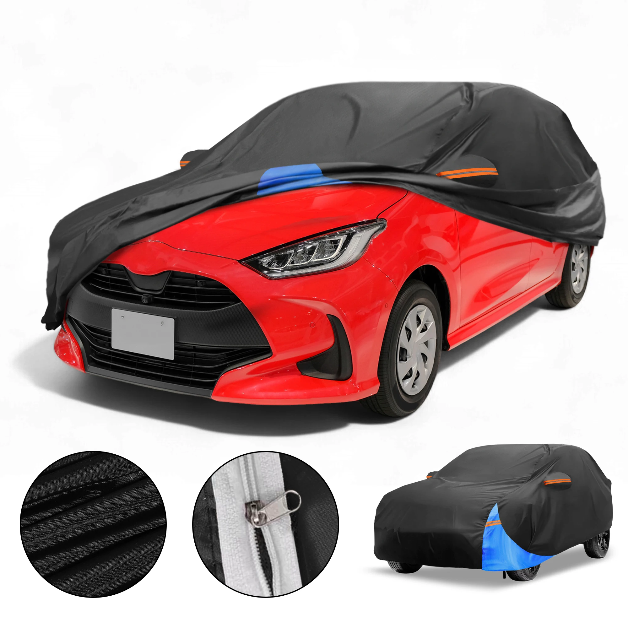 

Всепогодный водонепроницаемый автомобильный чехол Motoforti — устойчивый к ультрафиолетовому излучению наружная полная внешняя защита для Toyota Yaris 210D-PU