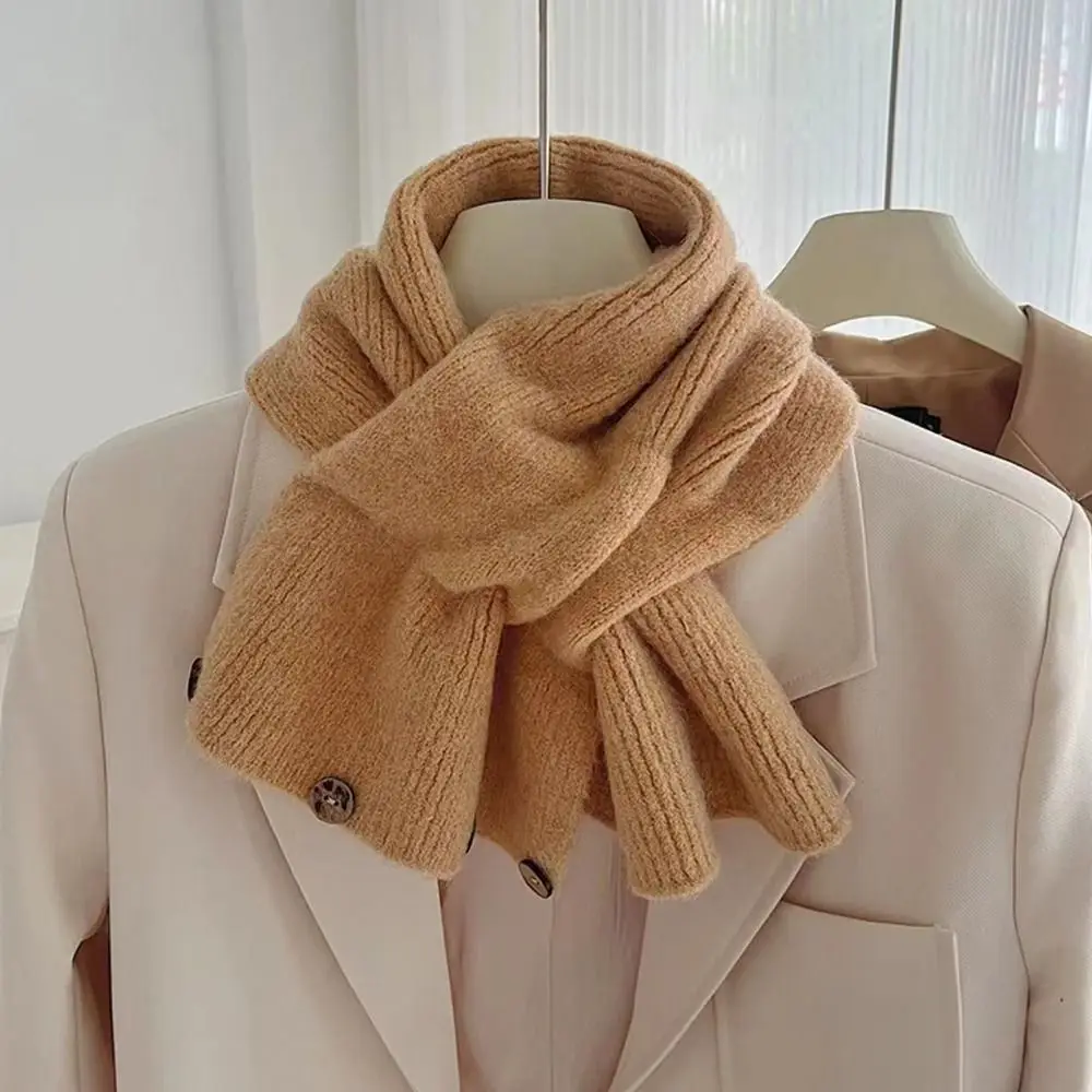 Winter Warm Solid Color Cross Scarf Knitted Neck Scarf Neck Warmer Women