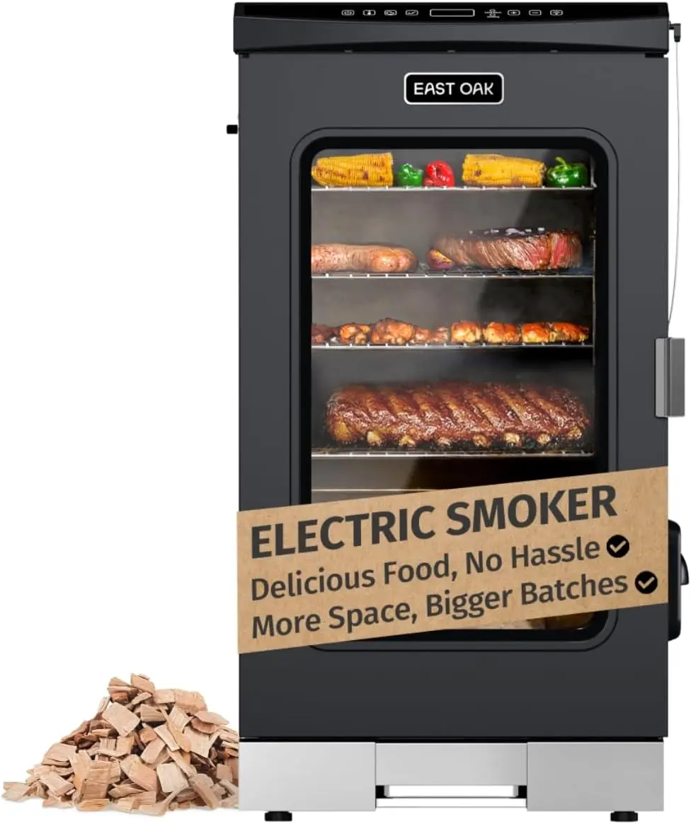 

30 Electric Smoker for Outdoors Built in Meat Probe Clear Viewing Window Side Chip Loader for 6x Longer Uninterrupted Smoking