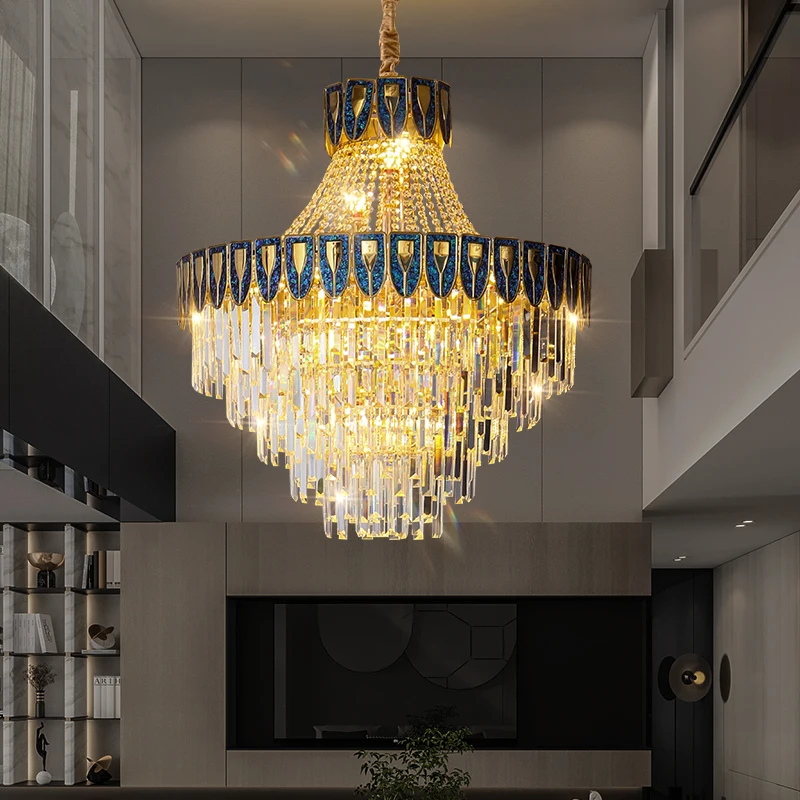 Duplex Building Light Luxury Crystal Chandelier Luxurious Atmosphere High-end Modern Living Room Main Light Villa Light Fixtures