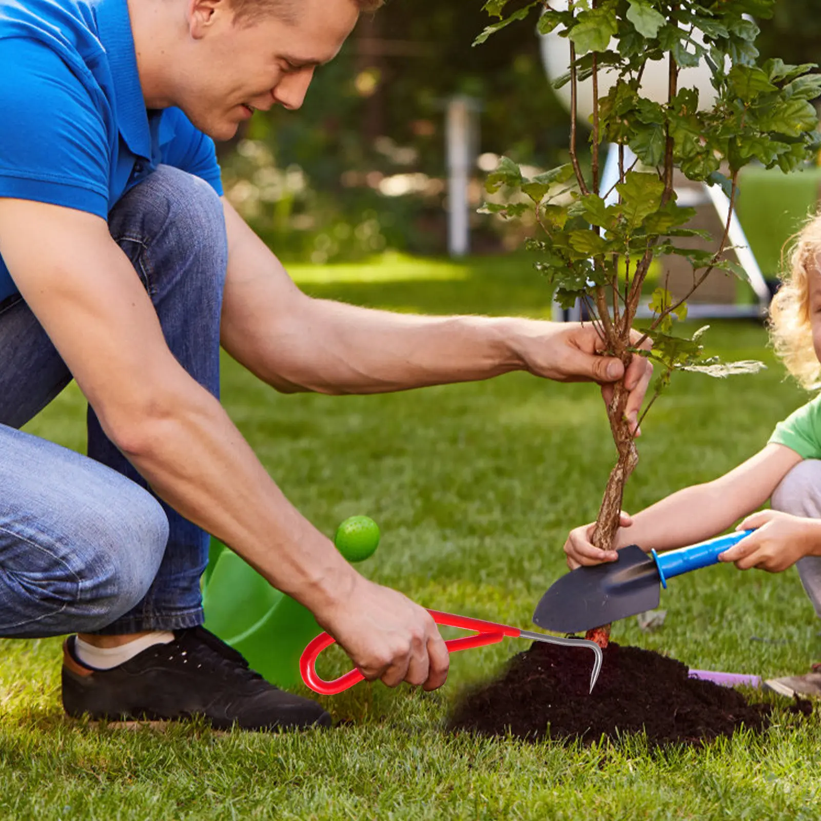 Stainless Steel Manual Weeding Tool Root Remover Garden Weeding Hook Single-Claw Leveraged Design Comfortable Handle Portable