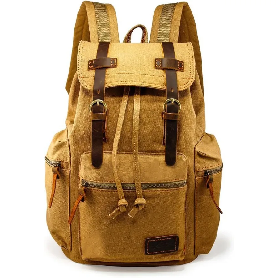 

Vintage Canvas Backpack Casual Daypack Backpacks for Men Women 15inch Laptop Bag Travel Hiking Camping Rucksack