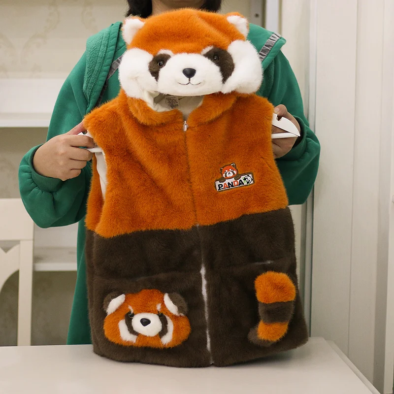

Очаровательный коричневый жилет-игрушка в виде панды из искусственного меха, мягкий и уютный, идеально подходит для зимы, теплая и нежная мягкая игрушка-животное для детей и взрослых.