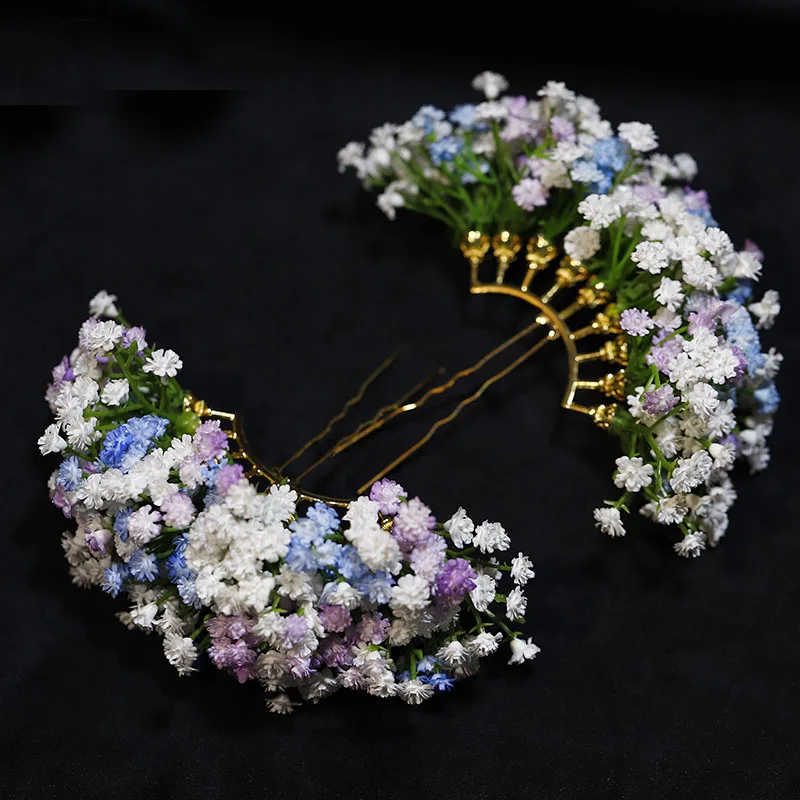 Ultra Fairy-like Gypsophila Simulated Flower Hairpin Bridal Headwear Sweet Chinese Makeup Hairpin Decorations for Weddings
