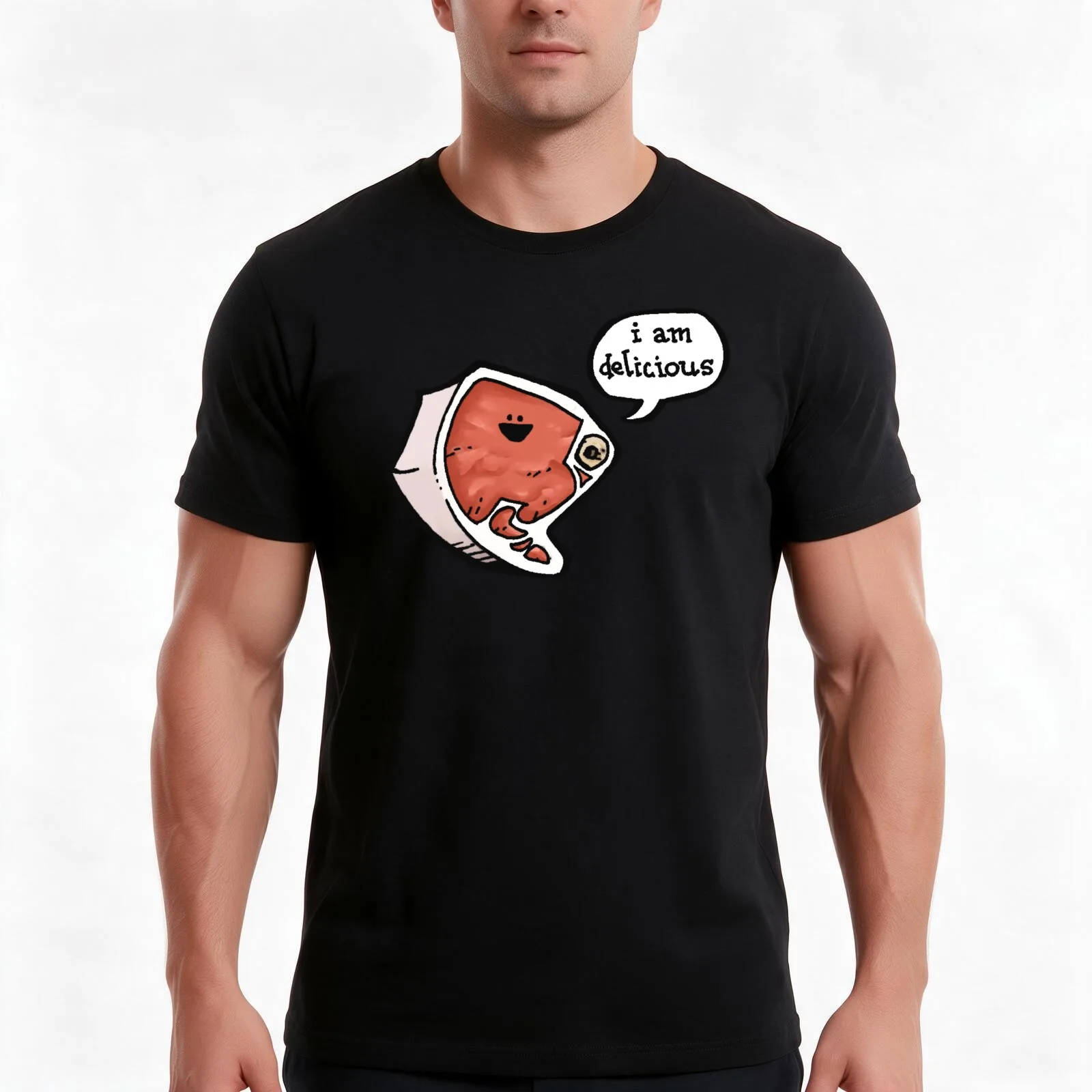 I am delicious! T-Shirt, Summer Casual Cotton Tee, Oversized Streetwear Tops, Vintage Graphic Print, Loose Fit Short Sleeve