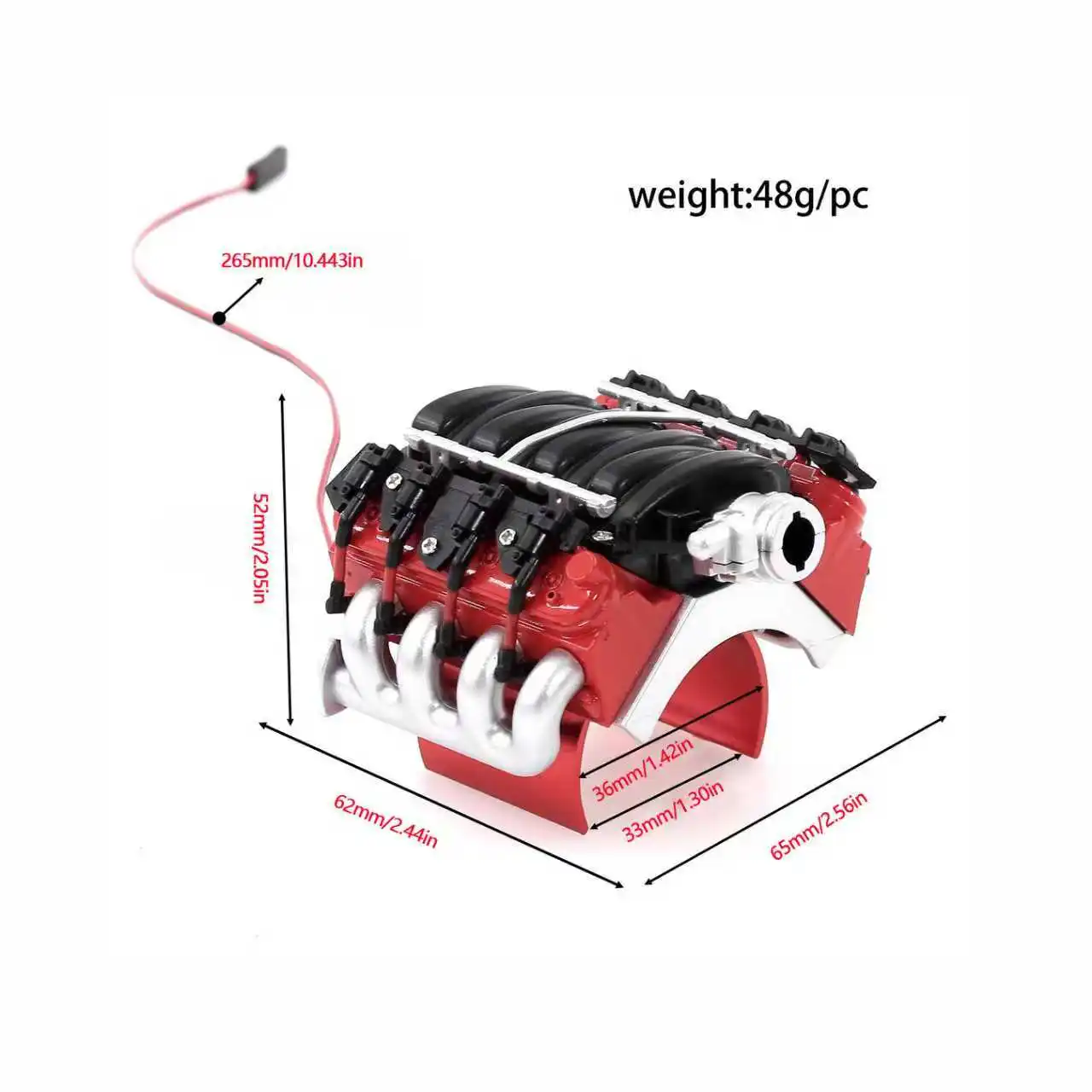 หม้อน้ำเครื่องยนต์จำลองขนาดเล็กสำหรับรถโมเดล RC รุ่น V8 เหมาะสำหรับรถ Trx4 Corvette Ls3 Crawler