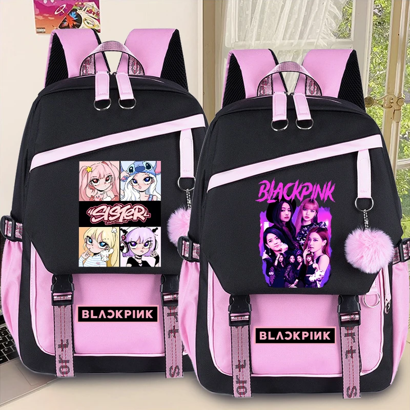 Mochila Escolar de Gran Capacidad BlackPink para Estudiantes, Mochila con Estampado de Anime Kpop BP, Mochila para Libros y Material Escolar