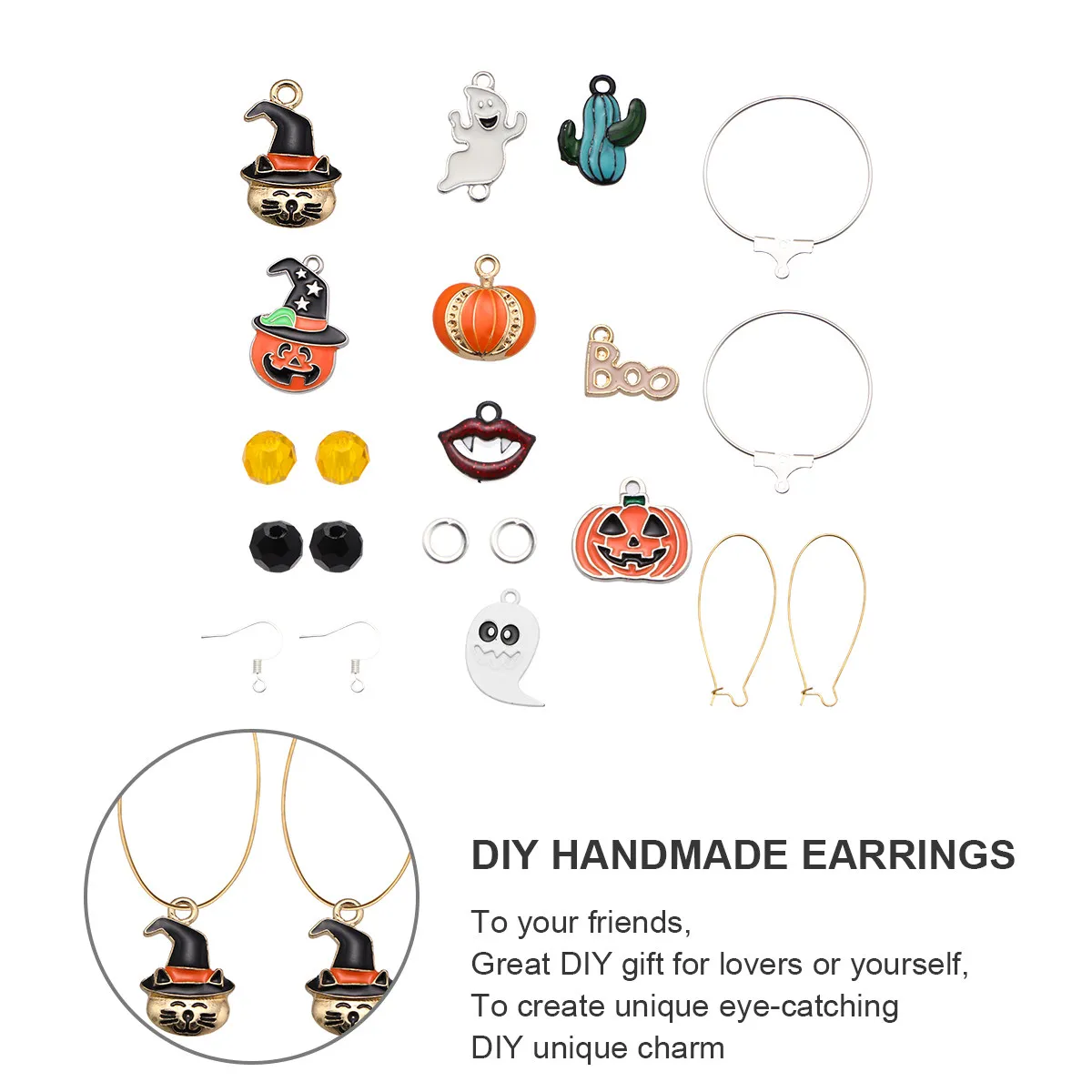 

1Set Halloween DIY Pendant Kit Alloy Drop Pendant Set Perfect for Handmade Earrings Jewelry Making Accessories Unique Gift