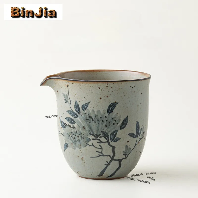 

250ml Hand-painted Peony Tea Pitcher Divide Tea Cha Hai Dispenser Household Justice Cup Fair Mug Tableware Ornaments Supplies