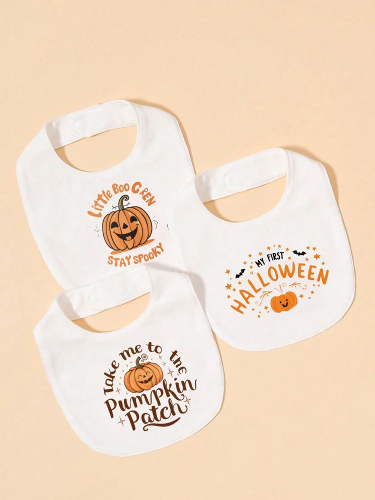 3pcs Ghost Pumpkin Halloween Pattern Baby Water owel Soft and Absorbent Feeding Paddle Baby Accessories