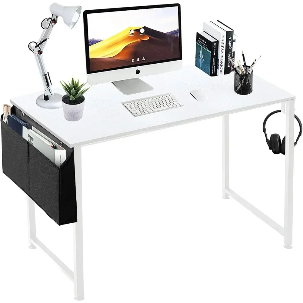 

47 inch White Office Computer Desk - Modern Simple Student Study Table for Home Office Bedroom Writing Desk