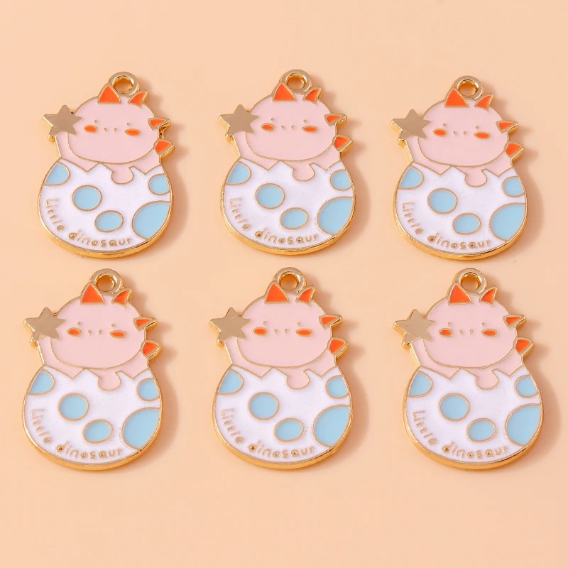 

20pcs 17x28mm Cartoon Enamel Animal Dinosaur Egg Charms Pendants for Jewelry Making Earrings Necklace Bracelet DIY Crafts Supply
