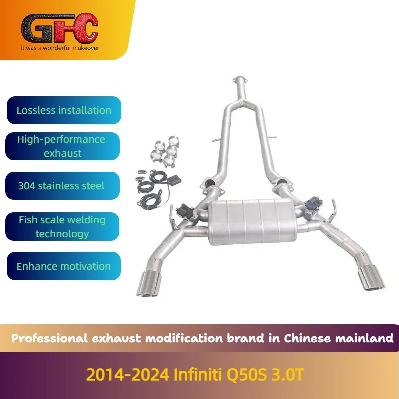 

GFC Catback Exhaust System for 2014-2024 Infiniti Q50S 3.0T High-Performance Variable Valve with Mufflers And Tips