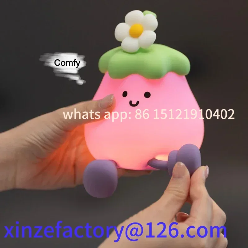 

Be suitable for USB Rechargeable NightLED Eggplant Silicone Touch Table Sensor Bedroom Bedside Lamp